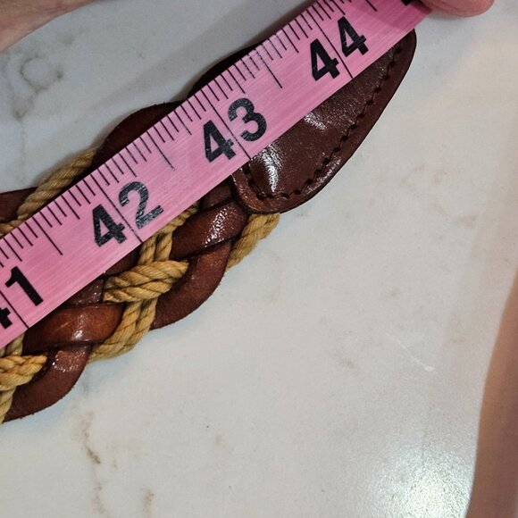 Vtg Crookhorn Davis Mens Braided Leather & Cotton Cord Belt Size 40 Handmade USA - Picture 8 of 10